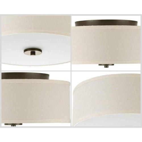 Progress Lighting Inspire Collection 13 in. 2-Light Antique Bronze Kitchen Transitional Ceiling Light Drum Flush Mount