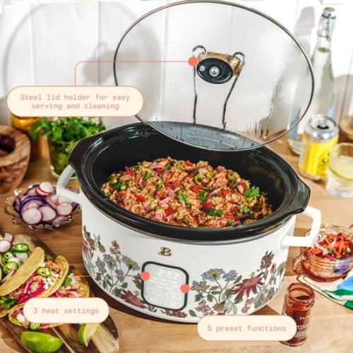 Beautiful 6 Qt Programmable Slow Cooker, Wildflower White Icing by Drew Barrymore