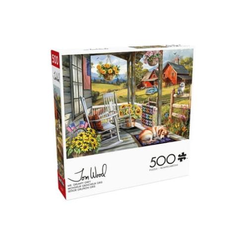 Buffalo Games Mr. Grumpy Grey 500-Piece 21.25 x 15-Inch Interlocking Jigsaw Puzzle for Adults Ages 14