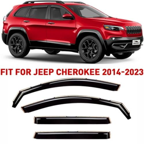 Voron Glass in-Channel Extra Durable Rain Guards for Jeep Cherokee 2014-2023, Window Deflectors, Vent Window Visors, 4 Pieces - 220107