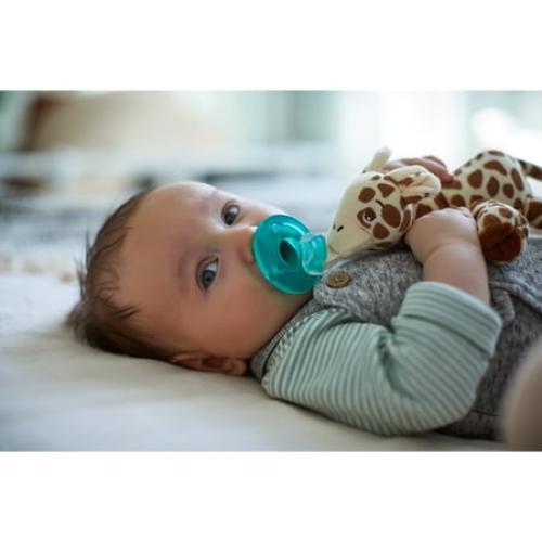 Philips Avent Soothie Snuggle Pacifier Holder with Detachable Pacifier, 0m , Giraffe, SCF347/01