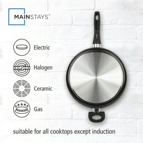 Mainstays 4-Quart Non-Stick Jumbo Cooker with Glass Lid, Black
