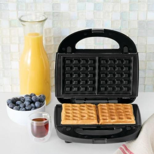 Mainstays 2 Slice Removable Plates Waffle and Sandwich Maker, Ceramic Nonstick, 750 Watts