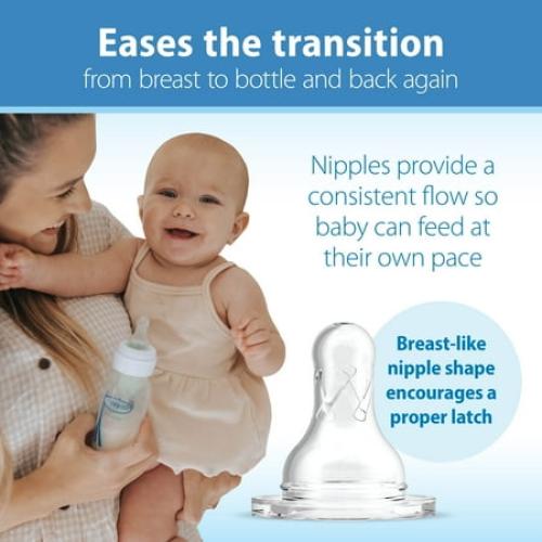 Dr. Brown's Natural Flow Baby Bottle Narrow Nipple - Transition Level T - 6-Pack - 0m