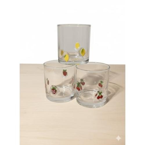 Fruit Design Glass Tumblers Set of 4 (14oz)
