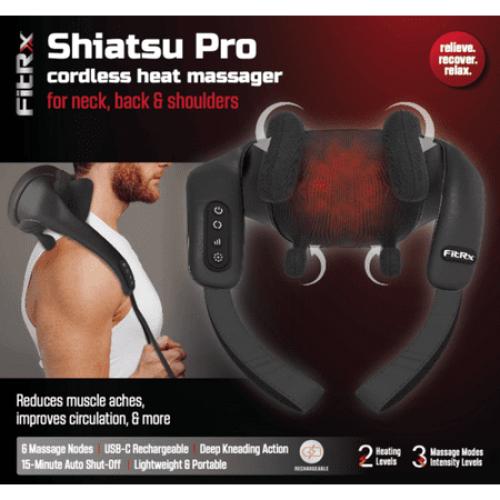 FitRx Shiatsu Pro Shiatsu Back and Neck Massager, Cordless Heated Neck and Shoulder Massager