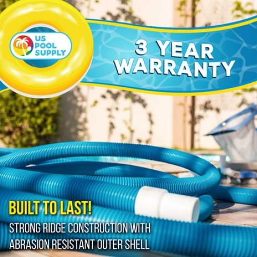 U.S. Pool Supply 1-1/2 x 25 Foot Professional Above Ground Swimming Pool Vacuum Hose with Swivel Cuff - Removable Cuff, Cut to Fit - Compatible with Filter Pumps, Filtration Systems, Chlorinators