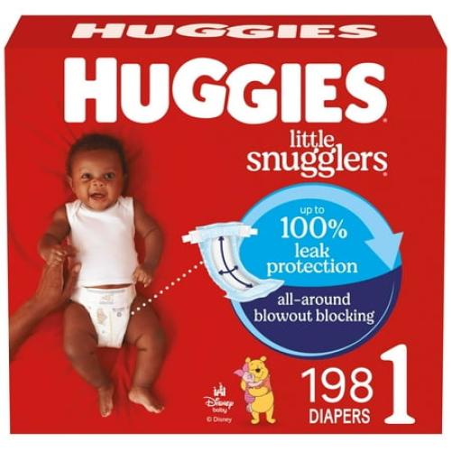 Huggies Little Snugglers Baby Diapers, Size 1 (8-14 lbs), 198 Ct (Select for More)