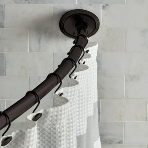 Better Homes & Gardens Dual Mount No Rust 50  to 72  Adjustable Curved Shower Curtain Rod, Black