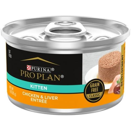 Purina Pro Plan, Grain-Free Chicken & Liver, Wet Kitten Food, 3 oz Cans, 24 Pack