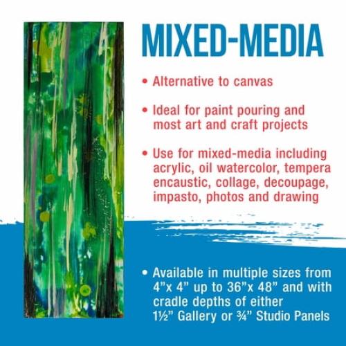 U.S. Art Supply Unfinished Cradled Wood Panels for Painting, 2 Pack of 16x20 inch - Gallery Birch Wooden Canvas Boards 1-1/2 Deep - Mixed-Media Craft, Acrylic, Oil, Encaustic, Paint Pouring