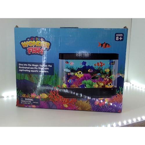 Artificial Fish Tank Virtual Ocean Toy - Mini Office Desk Aquarium, Moving Motion Lamp Night Light with, Fun Gift for Kids and Adults