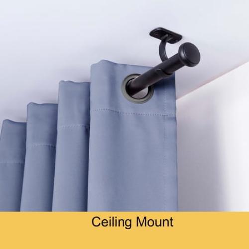 Kenney Weaver 1 Rust-Resistant Single Curtain Rod, 72-144, Black