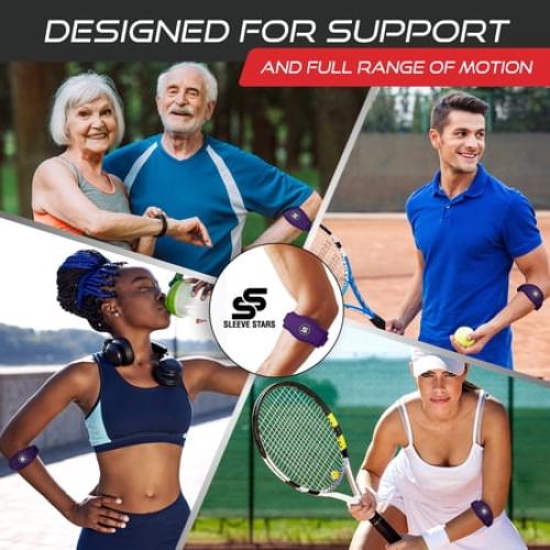Sleeve Stars Tennis Elbow Brace for Men & Women, Relief for Tendonitis, Single, Dark Purple