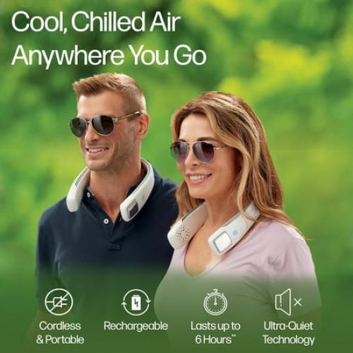 Arctic Air Freedom Neck Cooler, Portable Neck Fan with 3 Fan Speeds, USB Charging, 6-Hour Battery