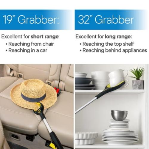 2-Pack 32 Inch and 19 Inch Grabber Reacher with Rotating Jaw - Mobility Aid Reaching Assist Tool
