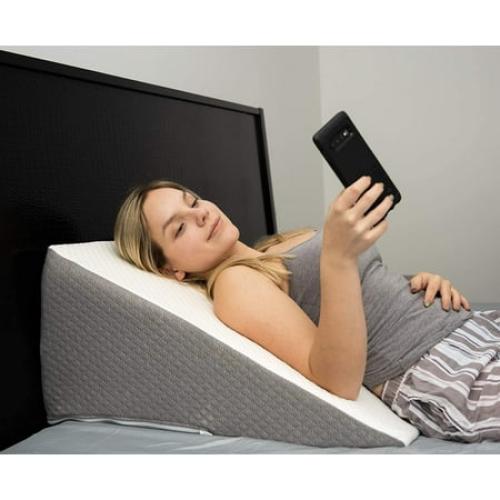 Kolbs Bed Wedge Pillow with Memory Foam Top | Stylish Chic Jacquard Cover | Wedge Pillow for Sleeping and Acid Reflux, Heartburn, and GERD Pillow – Snoring Pillow
