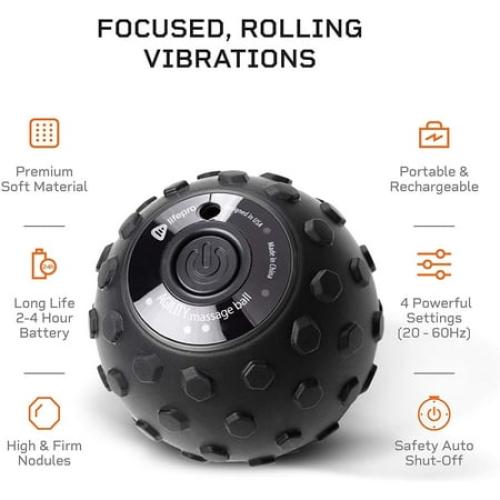 LifePro 4-Speed Vibrating Massage Ball Roller- Revolutionary Lacrosse Ball Deep Tissue Trigger Point Therapy - Massage Ball for Plantar Fasciitis, Yoga Therapy, Mobility, Myofascial Release Ball