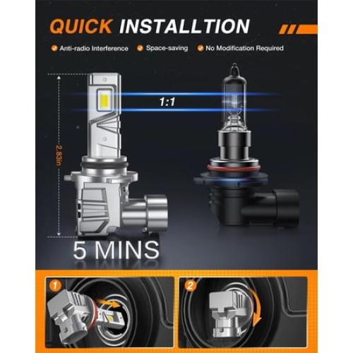 Nilight 9006/HB4 Switchback LED Headlight Bulbs CS1 Series