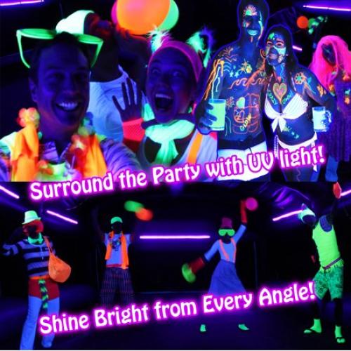 Glow Party World Black Lights for a Glow Party! Large LED UV Blacklight Strips for Room.