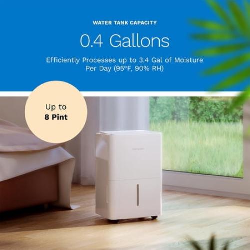 hOmeLabs 1,000 Sq. Ft Portable Wi-Fi Dehumidifier – 8 Pint, Ultra Quiet & Compact for Home, Bedroom, Bathroom & Office – Smart Humidity Control with Drain Hose Included
