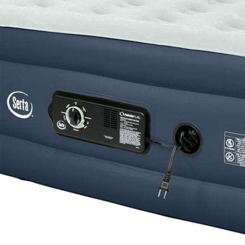 SERTA 18 RAISED QUEEN WITH NEVERFLAT PUMP BLUE