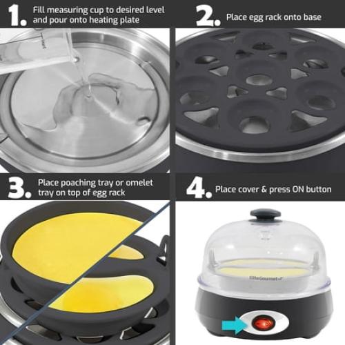 Elite Gourmet Easy Egg Cooker, Charcoal Grey