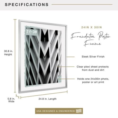 MCS Foundation 16x24 Poster Frame Traditional Brass, Vertical & Horizontal Wall Hanging Large Picture Frame for Photos, Posters & Art Prints (1-Pack)