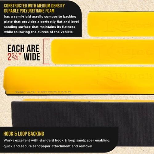 Dura-Gold Pro Series K-Block Sander Firm & Flex Hand Sanding Block Kit, 9, 16 and 24 with Hook & Loop Backing and PSA Sandpaper Conversion Adapter Pad, Automotive Marine Paint Prep Sand Woodworking