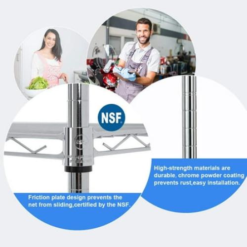 BestOffice 4 Shelf Wire Shelving,Height Adjustable Metal Shelving,for 1000 LBS Capacity,Chrome