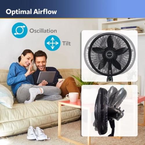 Lasko Cyclone 18 Oscillating Pedestal Fan with Remote, 3 Speeds, 54 H, Black, 1843, New