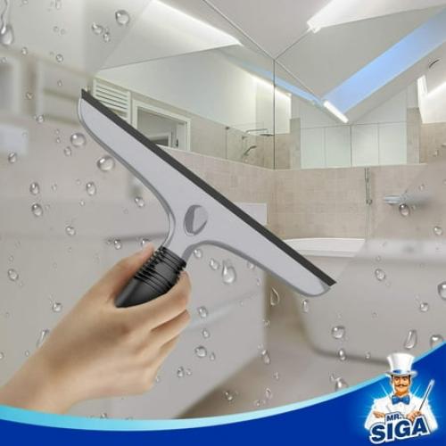 MR.Siga Multi-Purpose Silicon Squeegee Includes Suction Hook, 10 inch, Grey & Black, 1 Pack