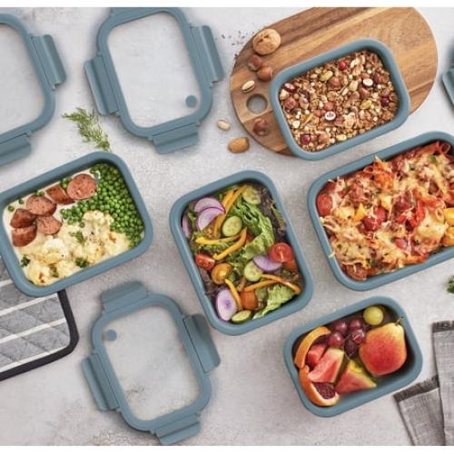 (incomplete set) Safdie & Co. 10-piece Ceramic Food Storage Set-Blue