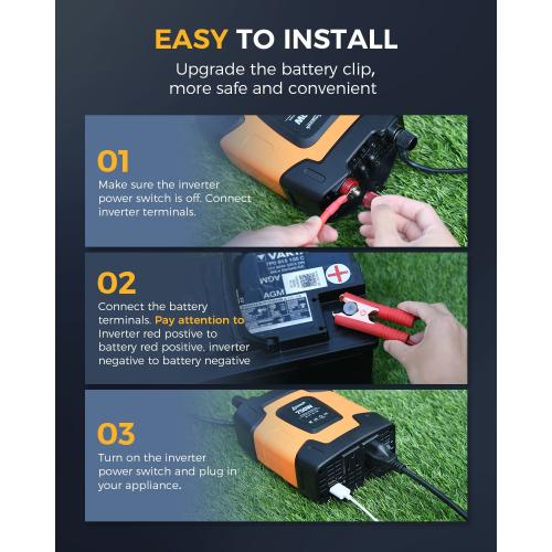 Ampeak 750W Power Inverter 4.8A Dual USB Ports 2 AC Outlets Car Inverter DC 12V to AC 110V 11 Protections for AC Appliances