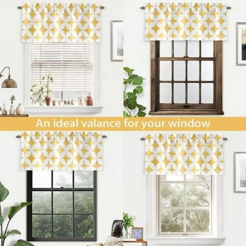 DriftAway Amelia Retro Geo Pattern Round Circle Star Print Blackout Valance Rod Pocket Curtain