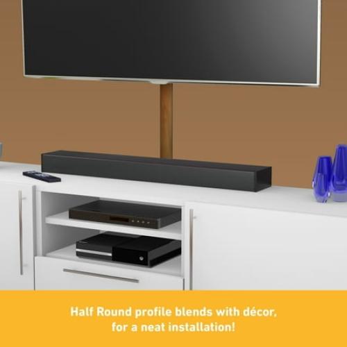 D-Line Wood-Effect Half Round Cord Cover, 2x1in, 39in Length, 2-Pack