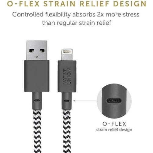 Native Union Belt Cable XL - 10ft Ultra-Strong Reinforced USB-A Charging Cable (Zebra)