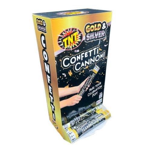 Set of 5 TNT Fireworks, 12 Gold/Silver Paper Confetti Cannon, New Year's