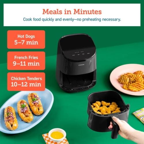 COSORI Smart Air Fryer, 2.1-Quart Compact 4-in-1 Oven, Touch Control, Non-Stick, Dishwasher-Safe, Truffle Gray