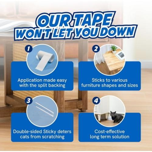 Panther Armor Cat Scratch Protector, Double-Sided Polyester Sofa & Chair Protector, 2-Piece Value Pack, Clear