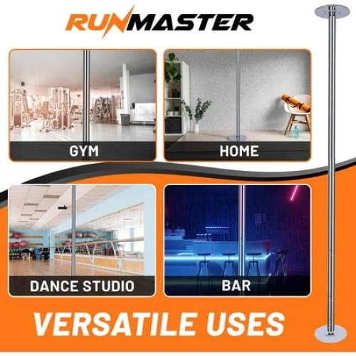 Premium Pole Spinning Static Dance Pole Kit | Portable & Removable 45mm Exercise Pole for Club, Party, Home Easy Assembly Safe & Sturdy Steel Construction | Silicone Rubber Protection