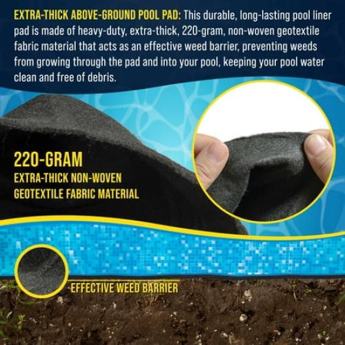U.S. Pool Supply Ground Shield 12-Foot x 24-Foot Rectangle Heavy Duty Pool Liner Pad for Above Ground Swimming Pools - Protects Pool Liner, Prevents Punctures, Eco-Friendly Fabric - Extends Liner Life