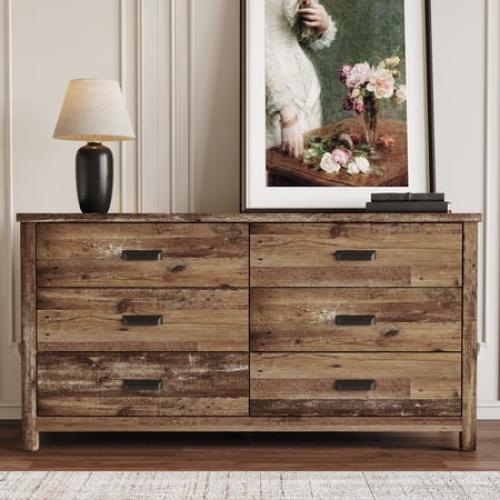 Home Design Racine 6 Drawer Dresser, Vintage Oak
