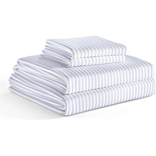 Blue Stripes Kids Twin Size Princess Bed Sheets - 3 Piece Kids Princess Sheet Set - Castle Themed Bedding - Ultra-Soft, Cute & Cozy - Breathable & Machine Washable - Bed Set for Boys, Girls, Teens & Toddlers