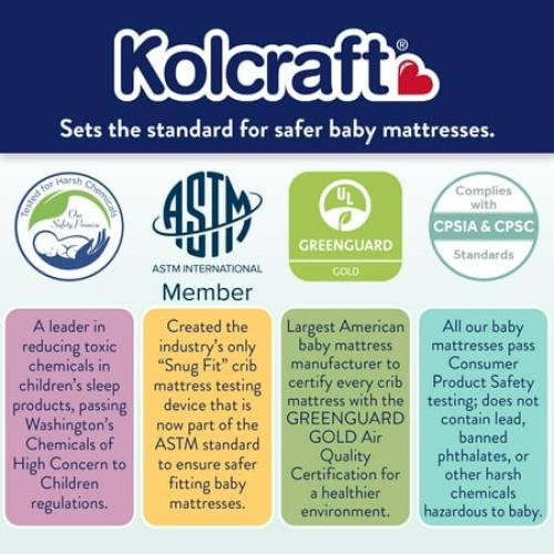 Kolcraft Pediatric 800 Extra Firm Ultra Deluxe Crib Mattress and Toddler Mattress, 80 Coil White