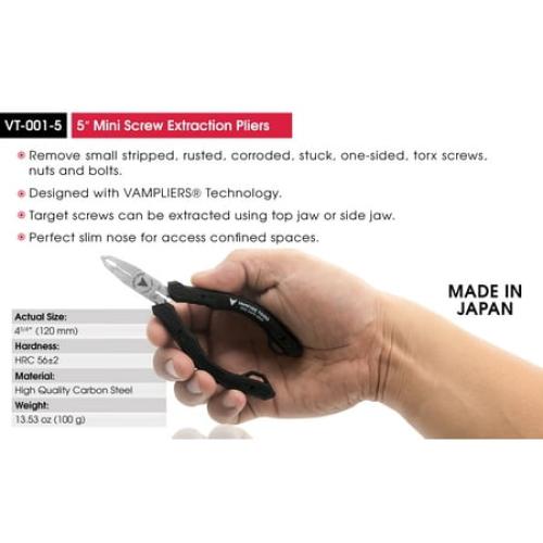 VAMPLIERS Mini Pliers 5 VT-001-5 Stripped Screw Removal Tool, ESD Safe Mini Pliers, Hand Tools for Electronics Repair