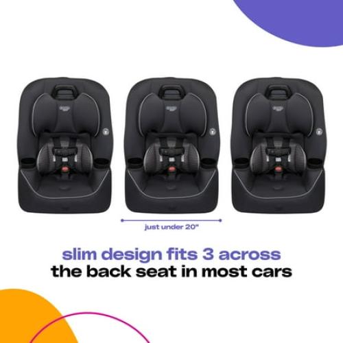 Cosco Kids Easy Elite Slim All-in-One Convertible Car Seat, Grey Glyphs
