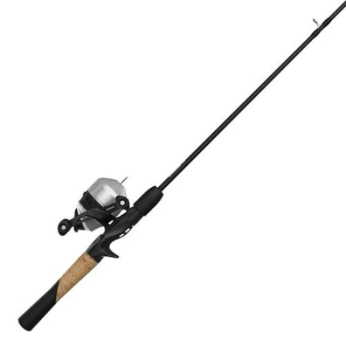 Zebco 33 bass and gamefish 5'8 medium action spincast combo with Strike King baits