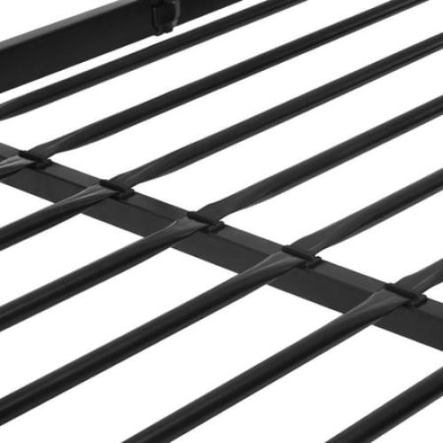 Your Zone Kids Metal Twin over Twin Quad Bunk Bed with Ladder and Guardrails, Black