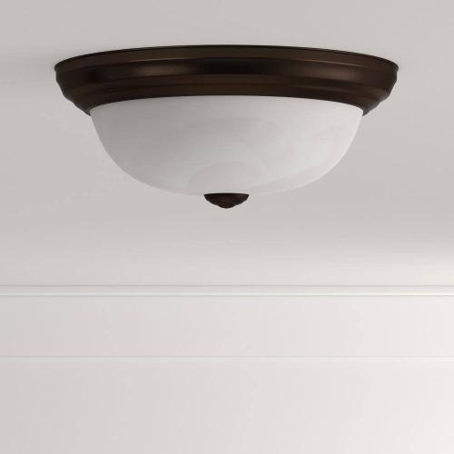 Size 14 in. Medium 2-Light Oil Rubbed Bronze Ceiling Light Flush Mount
